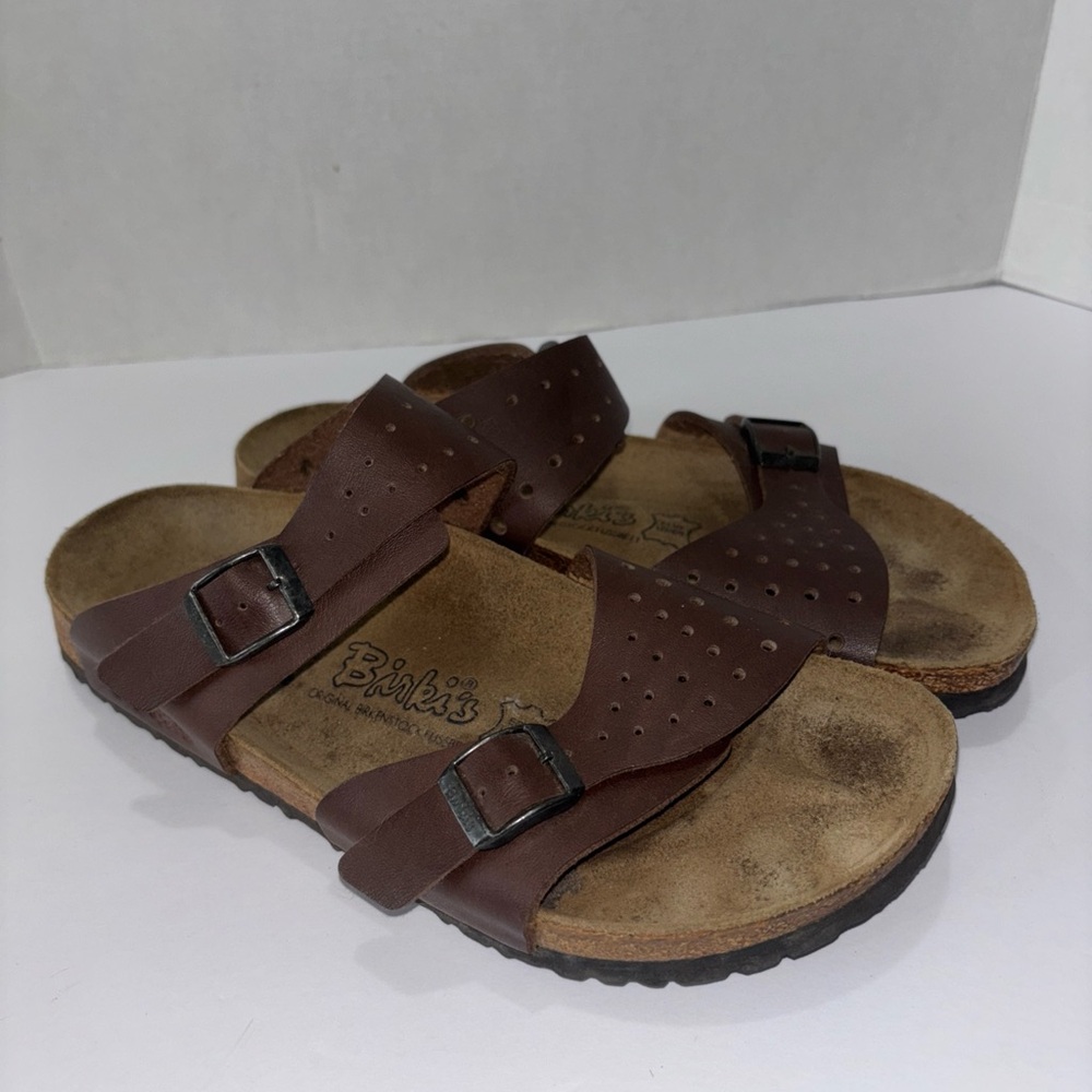 Birkenstock Birki’s Freeport Perforated Sandals Brown Leather Size 41 (10)